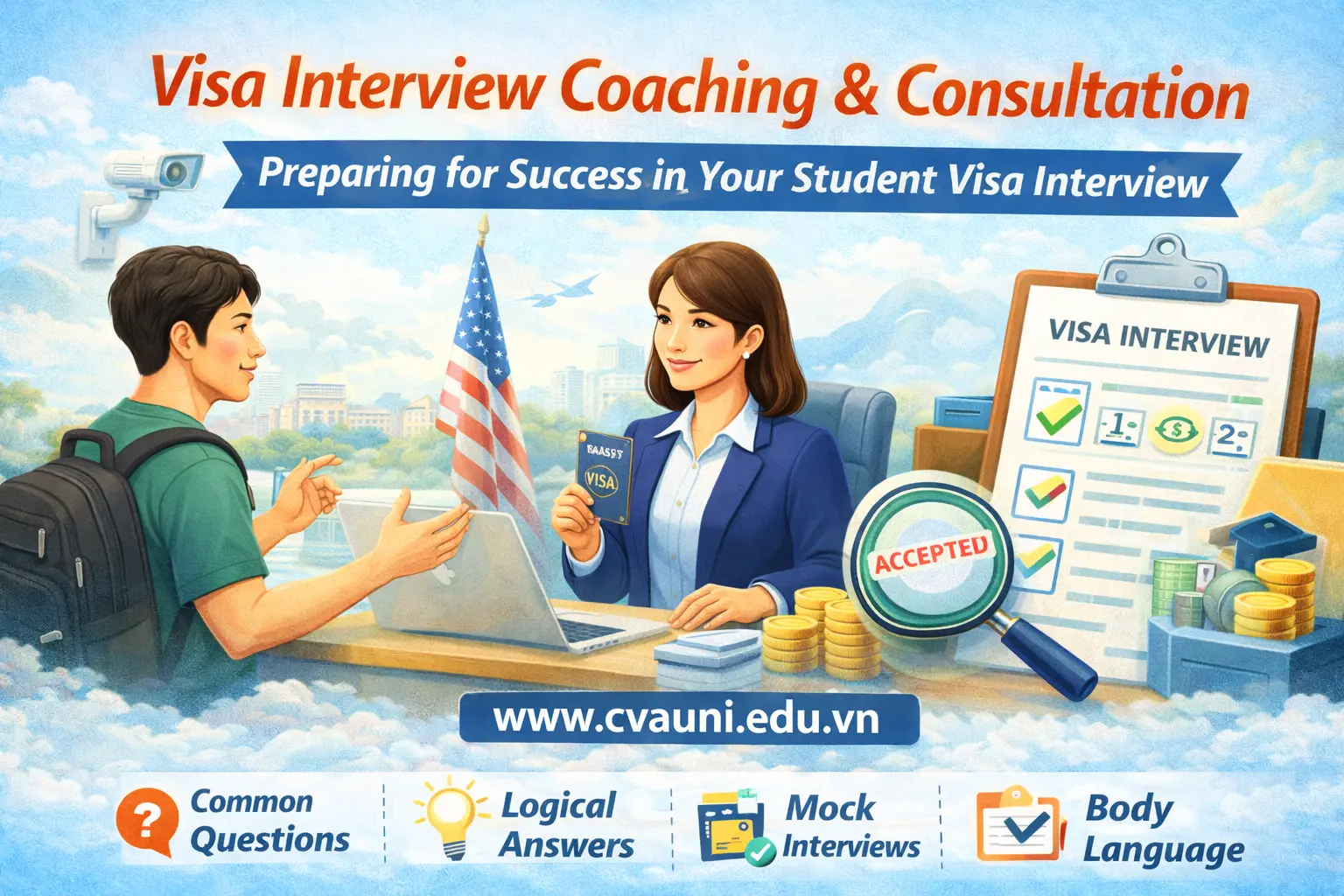 Tư vấn và luyện phỏng vấn visa